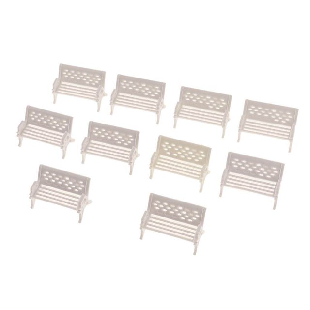 VONKY Train Railroad Diorama Park Bench for DIY Sand Table Model 1:75 white B
