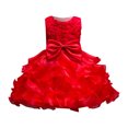 thumbnail image 1 of MIASHUI Robe de Concours pour Filles, Robe de Fête à Volants avec Fleurs, Robe de Bal de Mariage pour Enfants, Robe de Princesse Formelle, Rouge, 3-4 Ans, 1 of 4