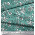 thumbnail image 3 of Soimoi Modal Satin Fabric Leaves & Floral Block Printed Fabric 1 Yard 42 Inch Wide, 3 of 3
