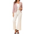 thumbnail image 2 of INSPIRE CHIC Women's Blazer Open Front Wear-to-Work Summer Crop Suit Jacket M Pink-Solid, 2 of 6