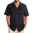 thumbnail image 1 of Man's Summer British Short Sleeved Cardigan Fashion Turn-down Collar Loose Solid Color Shirt Jacket, 1 of 1