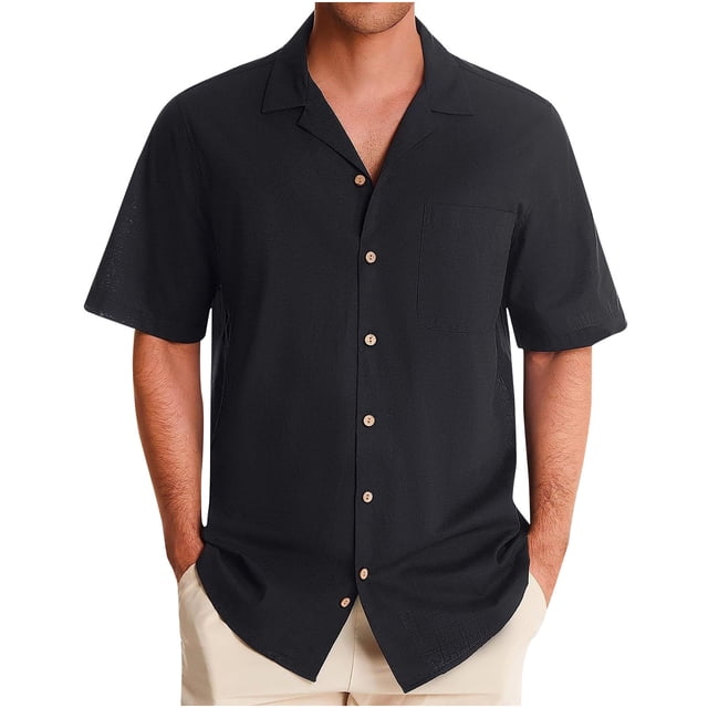 Man's Summer British Short Sleeved Cardigan Fashion Turn-down Collar Loose Solid Color Shirt Jacket