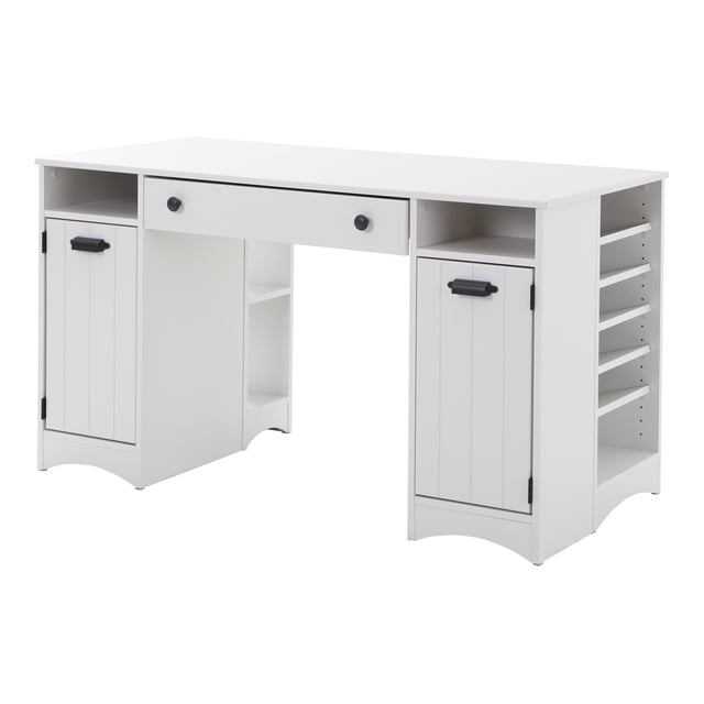 Table de travail avec rangement, fini Blanc solide, collection Artwork de Meubles South Shore