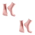 thumbnail image 4 of relayinert Soft Five Toe Socks Stretchable Cotton High Crew Socks Athletic Solid Socks Pink 2Set, 4 of 6