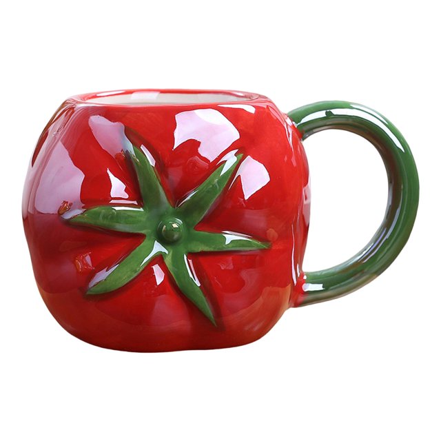 Abbracc Cute Ceramic Coffee Morning Cup Teacup Funny Creative Hot or Cold Drinks Ceramic Tomato