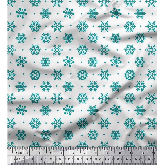 Soimoi Poly Georgette Fabric Dot & Snow Flakes Floral Print Fabric by Yard 52 Inch Wide