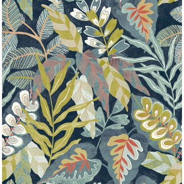 Roommates Studio Blue Malena Floral Peel and Stick Wallpaper 30.75 Sq. ft