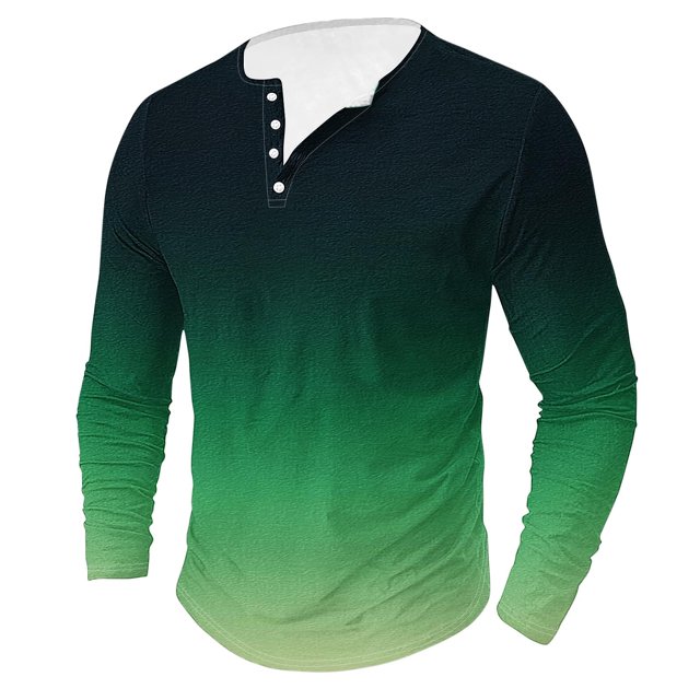 AherBiu Plus Size Mens Long Sleeve Shirts Stretch Athletic Button Shirt Lightweight Comfy Fall Gradient Sports Shirts
