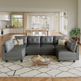 thumbnail image 1 of LLappuil Modular Sectional Sofa, 6 Seat Modular Sectional Sofa with Storage, Faux Leather Waterproof Sofa for Living Room, 1 of 9
