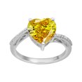 thumbnail image 1 of Bague Solitaire pour Femmes, Tige Perlée en Argent Sterling 925 Jaune CZ 10MM, 1 of 2