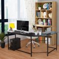 thumbnail image 4 of Gymax Bureau d'Ordinateur d'Angle en Forme de L Table d'Étude pour PC Portable Bureau Noir, 4 of 10