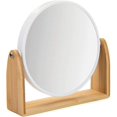 thumbnail image 2 of Jinsinto Design Rotating Bamboo and Plastic Bathroom Mirror - Standing Mirror with Storage Rack - Portable Round Sink Mirror - Bamboo and White Color, 2 of 5