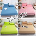 thumbnail image 2 of Drap-housse Couleur Unie Draps Lit Simple Double Grand Housse Taille Lit M9J6, 2 of 9