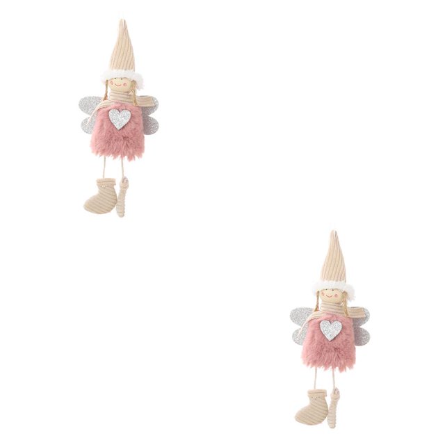 stanreset Christmas Plush Hanging Angel Hanging Toy Holiday Pendant Decoration pink 2Set