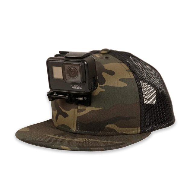 ActionHat Camo Flat Bill - Support Flottant Breveté Compatible pour GoPro, DJI, Caméras d'Action Insta360