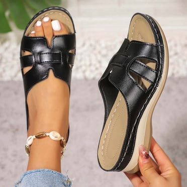 Apmemiss Liquidation Sandales à Talon Compensé pour Femmes, Mode Décontractée Polyvalente, Couleur Unie, Bout Rond, Bout Ouvert, Printemps et Été, Offres du Jour, Liquidation, Prime