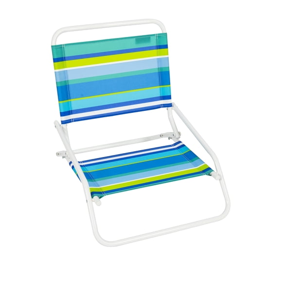 Rio Beach Wave 1-Position Beach Folding Sand Chair, Ocean Stripes
