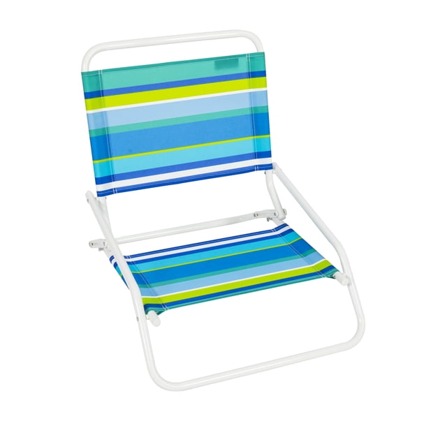 Rio Beach Wave 1-Position Beach Folding Sand Chair, Ocean Stripes