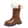 thumbnail image 1 of Girls Winter Solid Color Side Zip Thigh High Boots Warm Data Boots, 1 of 9