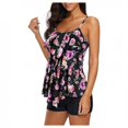 thumbnail image 1 of Pisexur Women Tankini Swimsuits with Boy Shorts Ladies Tummy Control Two Piece Bathing Suits Ruffle Swim Tank Top Swimwear - Swimsuit for Women Two Piece, 1 of 5