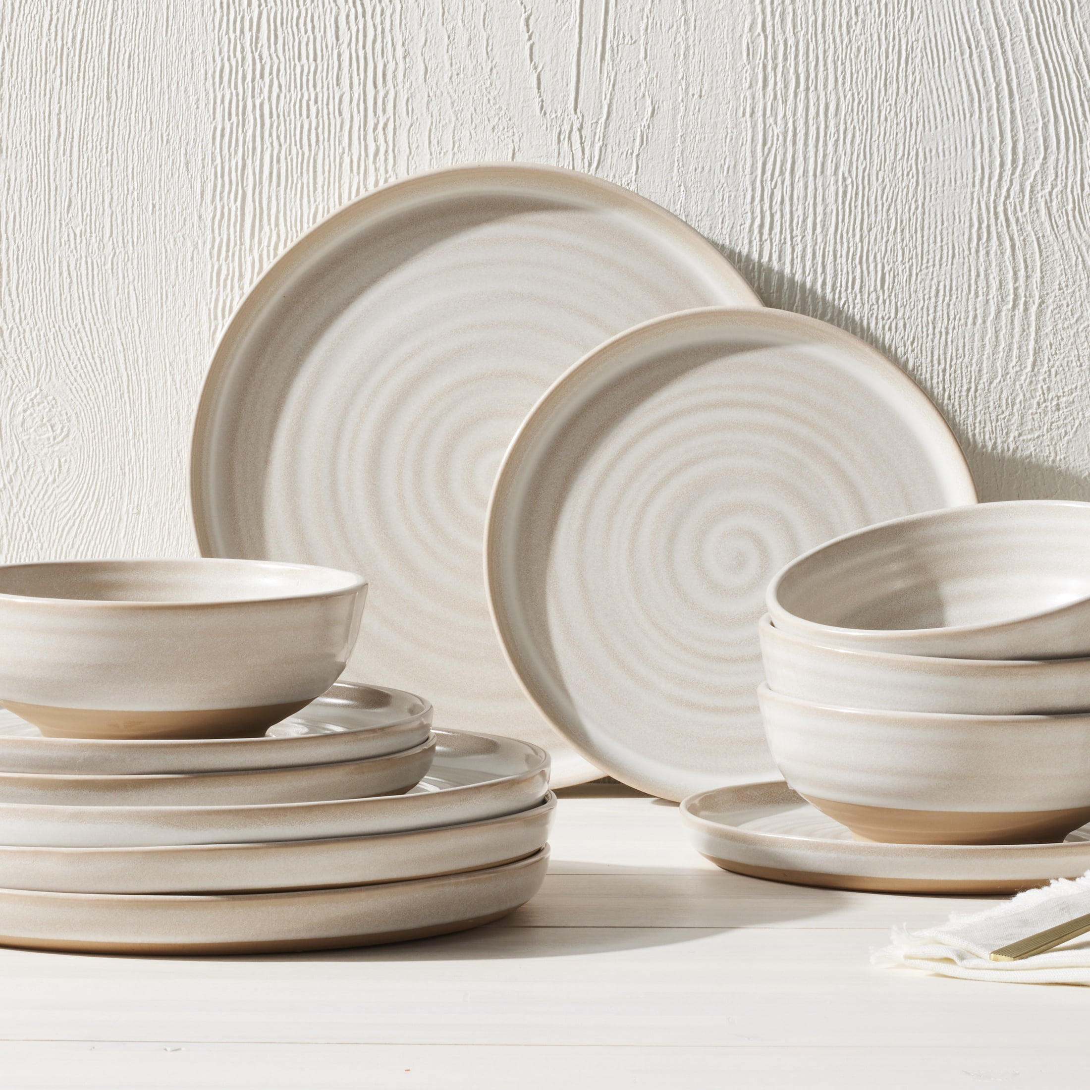 Better Homes & Gardens Collins Cream Stoneware 12-Piece Dinnerware Set