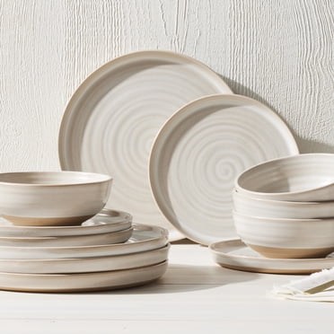 Better Homes & Gardens-Collins Cream Stoneware 12-Piece Dinnerware Set