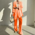 thumbnail image 2 of Timegard 2 Piece Suits Set for Women Button V Neck Open Front Jackets Business Office Wide Leg Pant Blazer Outfits, 2 of 6