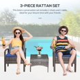 thumbnail image 4 of Outsunny Ensemble de Café en Rotin Ensemble de Chaises de Jardin et Table 3 Pcs Bleu, 4 of 10