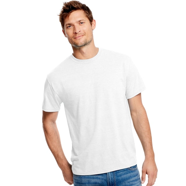 Hanes Mens X-Temp Fresh IQ Tri-Blend Performance Tee, S, White