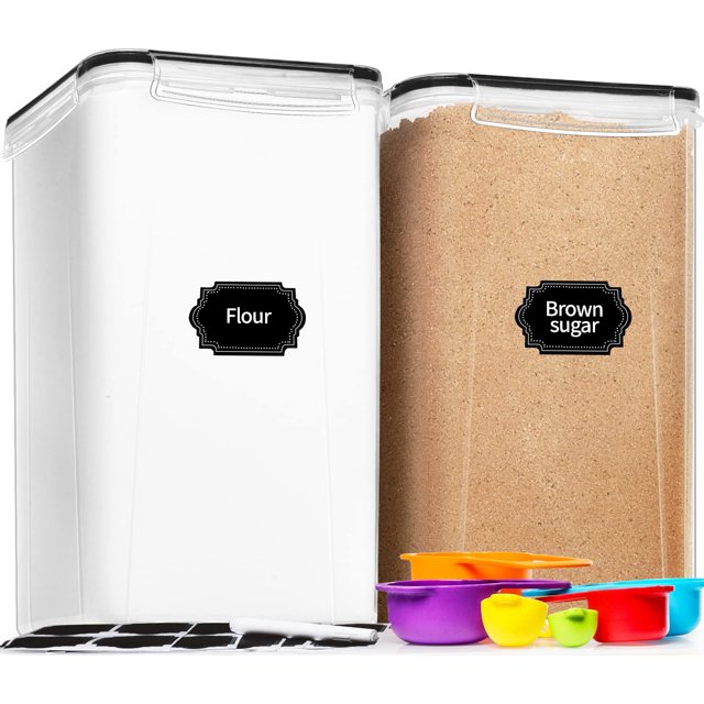 Extra Large Food Storage Containers with Lids-6.5L |220 OZ| 2PCS- CEKEE Large Airtight Plastic Food Canisters for Flour, Sugar, Rice, Cereal & Pasta, Bulk Food Storage fo