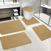Bathroom Rugs Mat 5 Set, EDHITNR Extra Soft Absorbent Foam Bath Mats, Non-Slip Quick Dry Machine Washable Bathroom Floor Mats for Tub Shower Toilet