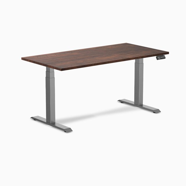 Desky Dual Softwood Sit Stand Desk - American Rustic Pine / 60 x 30 inches / Space Grey