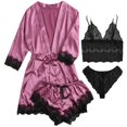 thumbnail image 4 of Hot6sl Économies d'Été Liquidation Robes, Lingerie Femme Mignonne Imprimé Cœur Satin Ceinturé Robe Camisole Shorts Pyjamas, Pyjamas Femme/violet, 3TG, 4 of 4