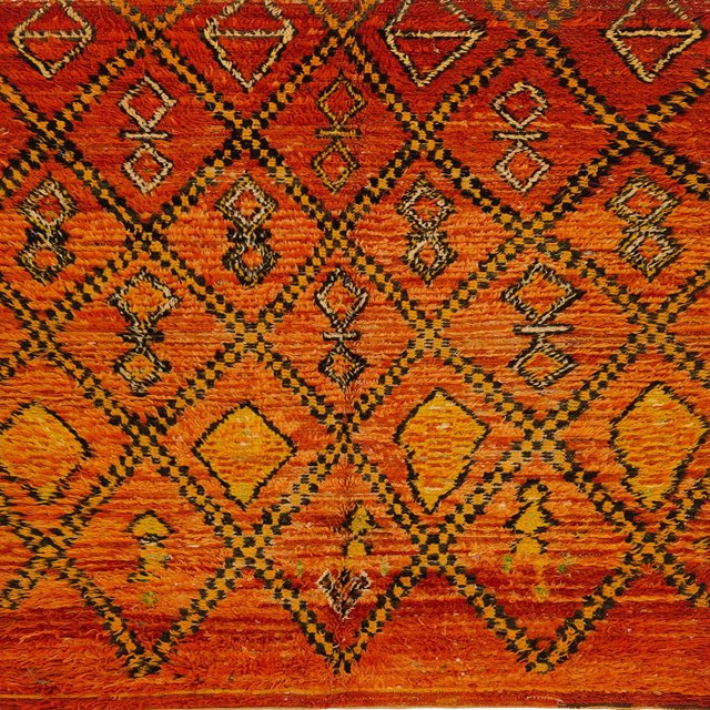 Ahgly Company Tapis d'Intérieur Carrés Abstraits Orange Rouge Abstraits pour Aire, 3 Pieds Carré