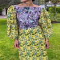thumbnail image 2 of Robe Midi à Imprimé Floral Vintage avec Manches Longues pour Femme, 2 of 6