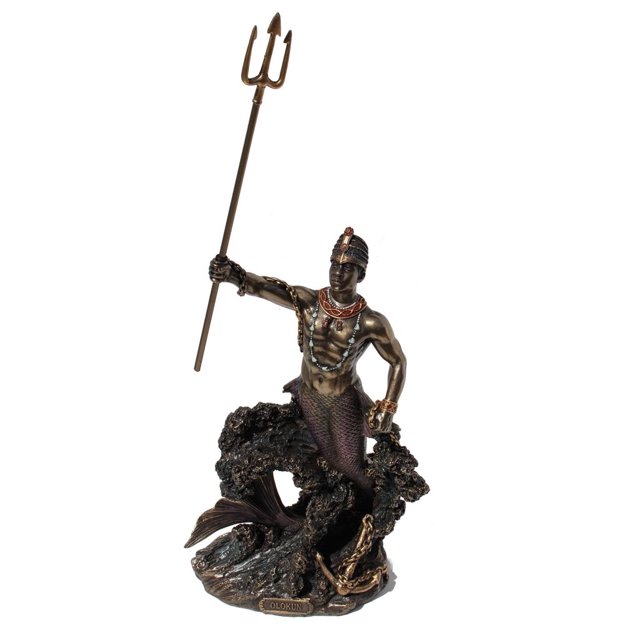 Olokun Statue du Propriétaire de la Mer Profonde, Bronze Moulé à Froid