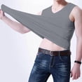thumbnail image 4 of LOVZFMLL Camisoles pour Hommes Chandail à Enfiler T-shirt Uni Extérieur Élastique Ajusté Sans Marquesr Débardeur Uni à Col en V, 4 of 6