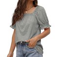 thumbnail image 3 of Womens Short Sleeve Blouses Womens Casual Solid Color Square Neck Short Sleeve Tops Blouses Women Short Sleeve Tops Women Short Sleeve Blouse Short Sleeve Tops for Women, 3 of 8