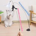 thumbnail image 2 of Pets Cat Toy Cat Teaser Stick With Bell Extended Rod Suction Cup Self High And Durable Bite Teaser Tool Replaceable Feather Head Type A -White, 2 of 6
