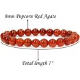 thumbnail image 2 of Angelstones Bracelet Extensible en Perles Rondes 8 mm en Agate Fleur Rouge Naturelle 7 Pouces Unisexe, 2 of 4