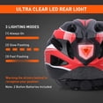 thumbnail image 2 of GRM Adult Bicycle Helmet with Safety Rear Light and Detachable Visor, Red/Black, 2 of 7