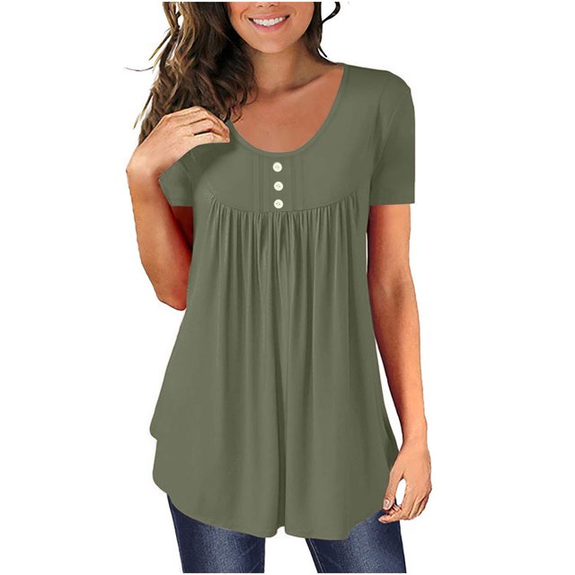 asjyhkr T-Shirts Grande Taille pour Femmes Col Rond Manches Courtes Coupe Ample