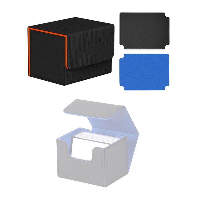 DYNWAVECA Card Deck Box Organizer Magnetics Closure Durable Standard Sports Cards Case Black Orange