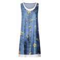 thumbnail image 3 of Pisexur Robe en Denim Aguichant pour Femme Sans Manches à Col en V, Robe Midi à Fleurs, Décontractée, Fente Latérale, Robe-Chemise en Jean, 3 of 4