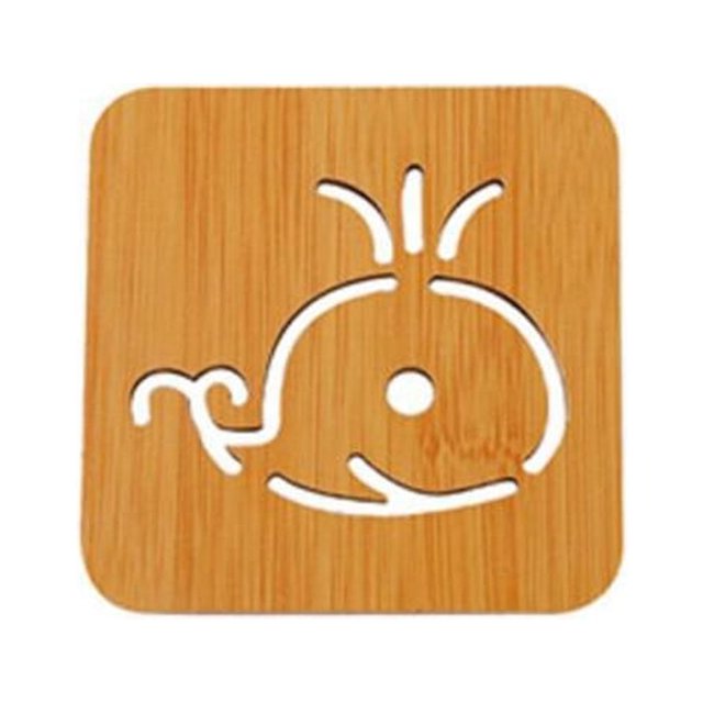 XZNGL Bamboo Wood Hollowed Wooden Cup Mat Cartoon Table Mat Pot Mat Bowl Mat