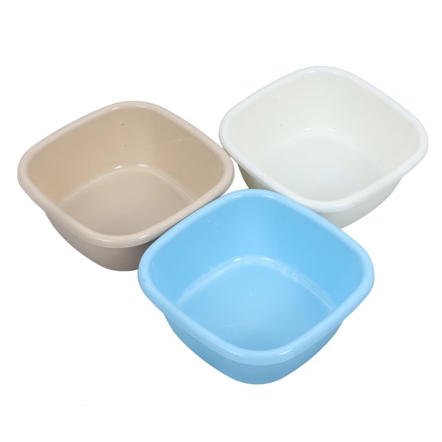 TEHAUX 3Pcs Foldable Square Plastic Basin Set Multipurpose Hand Wash Basin for Kitchen and Household Dishes