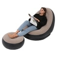 thumbnail image 1 of Foldable Inflatable Chair with Foot Stool, Blow Up Lounge Chair for Outdoor Camping Travel, 1 of 7
