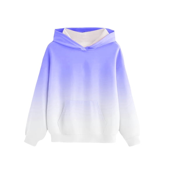 Milgrthf Colorful Stripes Hoodies Sweatshirts for Tween Girl Oversized Casual Pocket Long Sleeve Hooded Pullover for Fall Winter Blue 7 Years