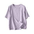 thumbnail image 1 of Yuyuzo Hauts pour Femmes T-Shirts à Manches Courtes Col Ras du Cou Décontractés Confortables Blouses Tuniques Amples, 1 of 7