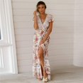 thumbnail image 4 of Robe d'Été pour Femmes 2024 Mode Grande Taille Robe à Col en V Plage Bohème Imprimé Floral Robe de Vacances Rabais de 50 % Liquidation!, 4 of 7